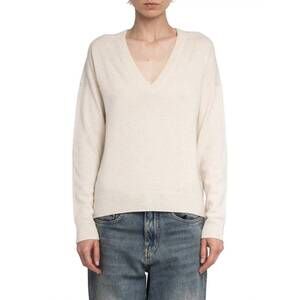 NEW ZADIG & VOLTAIRE vivi patch heart sweater in ecru